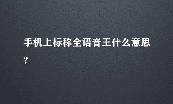 手机上标称全语音王什么意思？