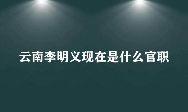 云南李明义现在是什么官职