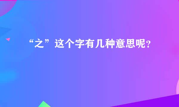 “之”这个字有几种意思呢？