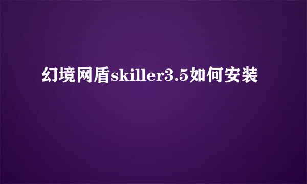 幻境网盾skiller3.5如何安装