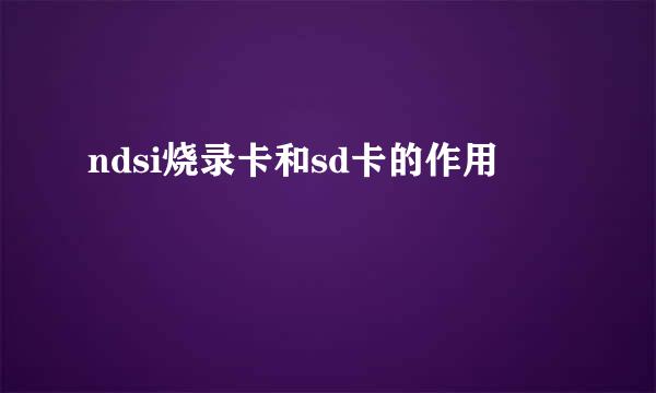 ndsi烧录卡和sd卡的作用