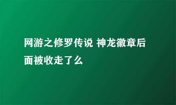 网游之修罗传说 神龙徽章后面被收走了么