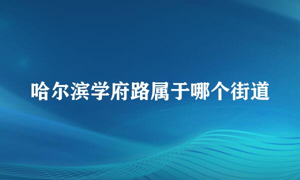 哈尔滨学府路属于哪个街道