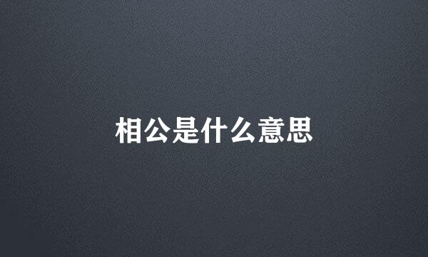 相公是什么意思