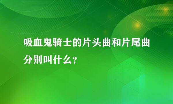 吸血鬼骑士的片头曲和片尾曲分别叫什么？