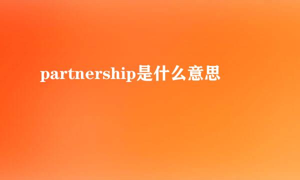 partnership是什么意思