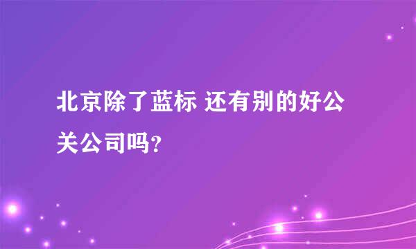 北京除了蓝标 还有别的好公关公司吗？