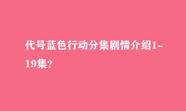 代号蓝色行动分集剧情介绍1-19集？