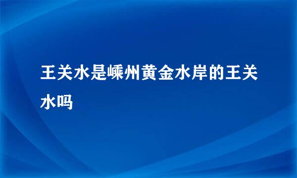 王关水是嵊州黄金水岸的王关水吗