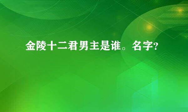 金陵十二君男主是谁。名字？