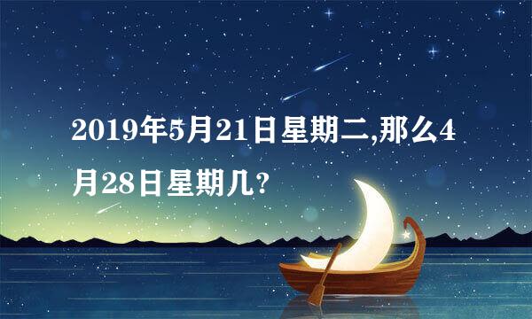 2019年5月21日星期二,那么4月28日星期几?