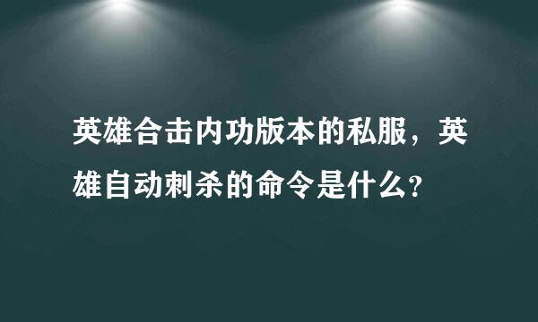 英雄合击内功版本的私服，英雄自动刺杀的命令是什么？