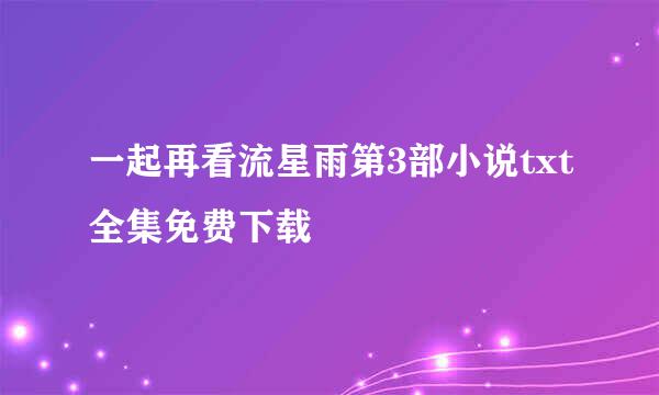 一起再看流星雨第3部小说txt全集免费下载