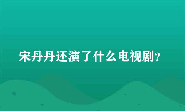 宋丹丹还演了什么电视剧？