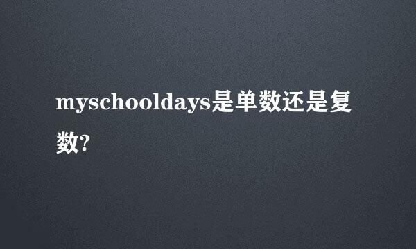 myschooldays是单数还是复数?