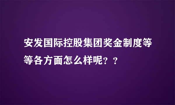 安发国际控股集团奖金制度等等各方面怎么样呢？？