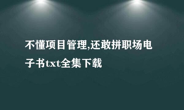 不懂项目管理,还敢拼职场电子书txt全集下载