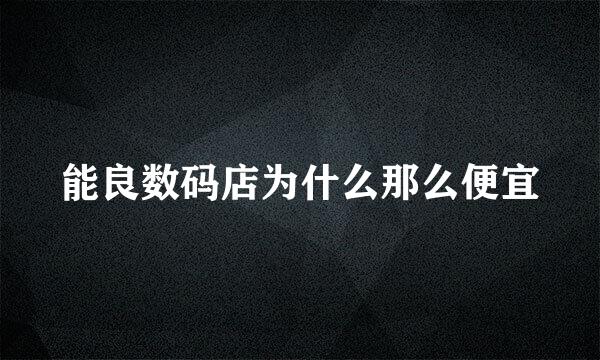 能良数码店为什么那么便宜