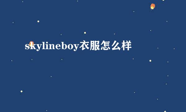 skylineboy衣服怎么样