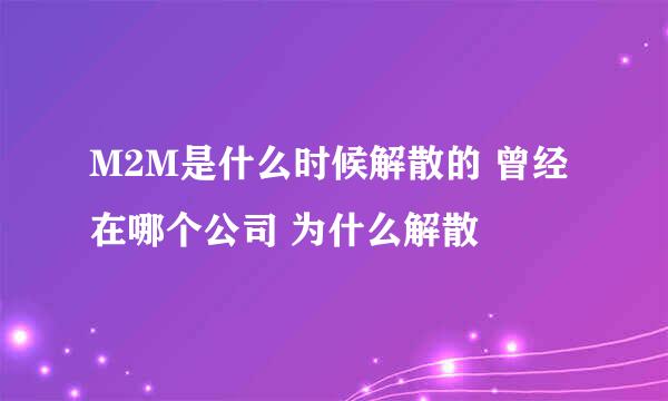 M2M是什么时候解散的 曾经在哪个公司 为什么解散