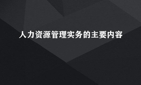 人力资源管理实务的主要内容