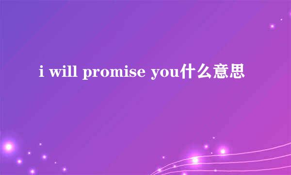 i will promise you什么意思