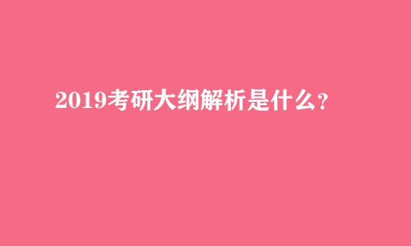 2019考研大纲解析是什么？