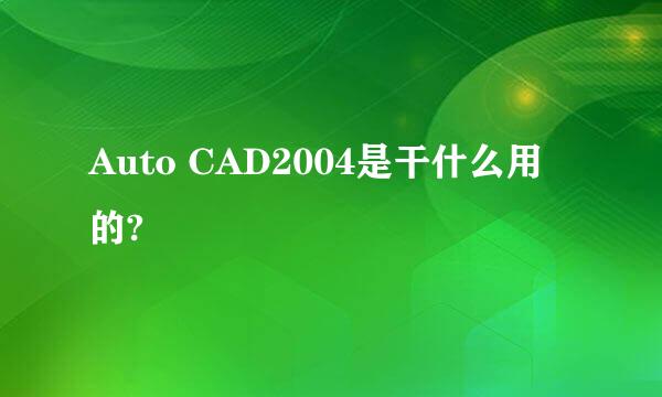 Auto CAD2004是干什么用的?