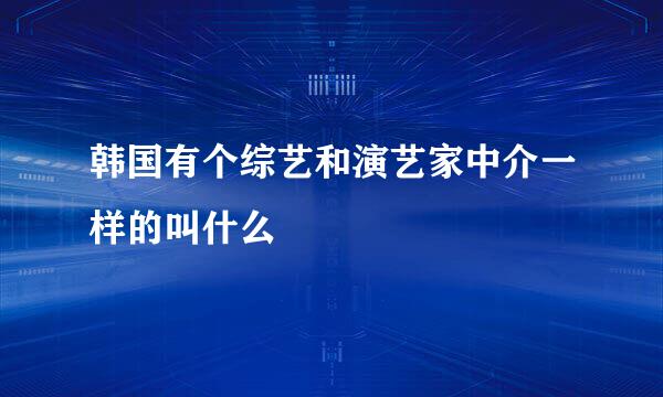 韩国有个综艺和演艺家中介一样的叫什么