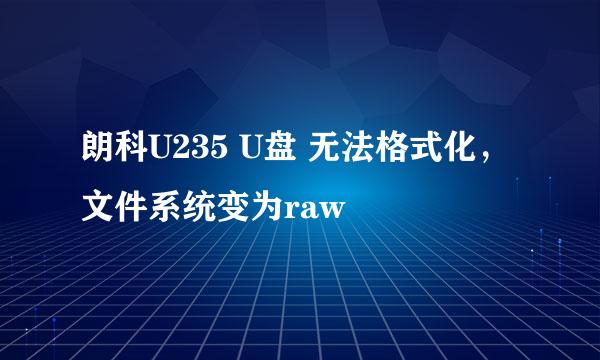 朗科U235 U盘 无法格式化，文件系统变为raw