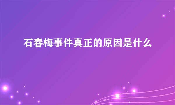 石春梅事件真正的原因是什么