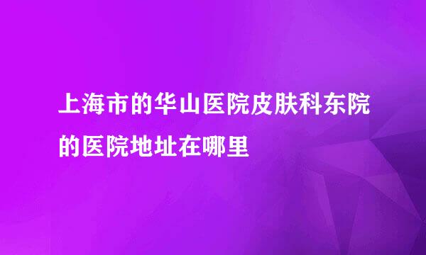 上海市的华山医院皮肤科东院的医院地址在哪里