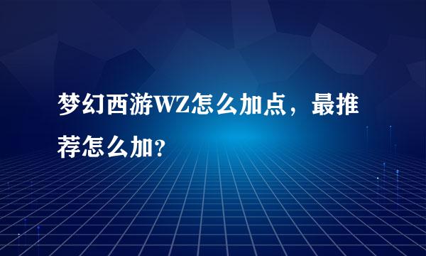 梦幻西游WZ怎么加点，最推荐怎么加？