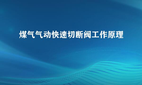 煤气气动快速切断阀工作原理