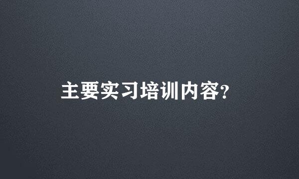 主要实习培训内容？