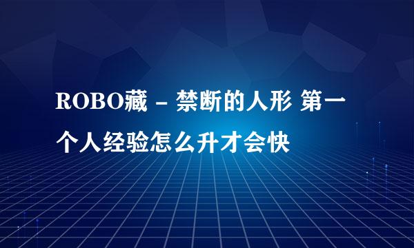 ROBO藏 - 禁断的人形 第一个人经验怎么升才会快