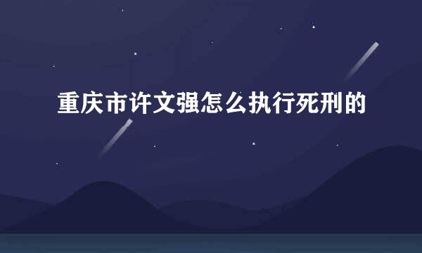 重庆市许文强怎么执行死刑的