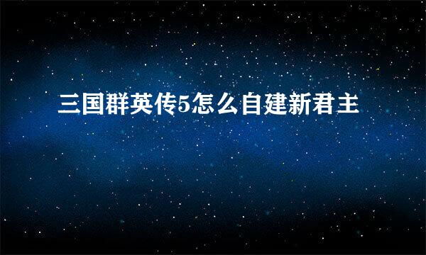 三国群英传5怎么自建新君主