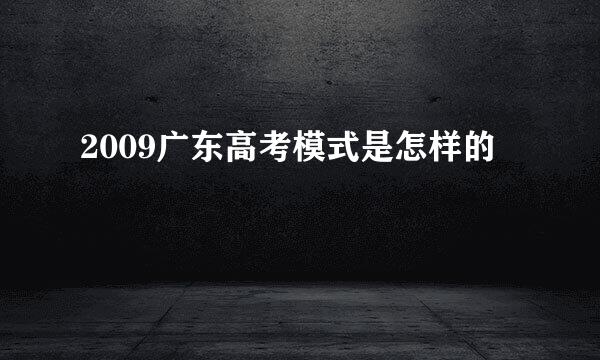 2009广东高考模式是怎样的