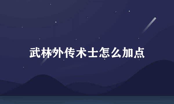 武林外传术士怎么加点