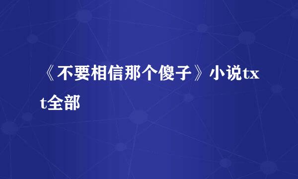 《不要相信那个傻子》小说txt全部