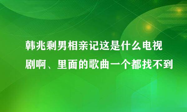 韩兆剩男相亲记这是什么电视剧啊、里面的歌曲一个都找不到