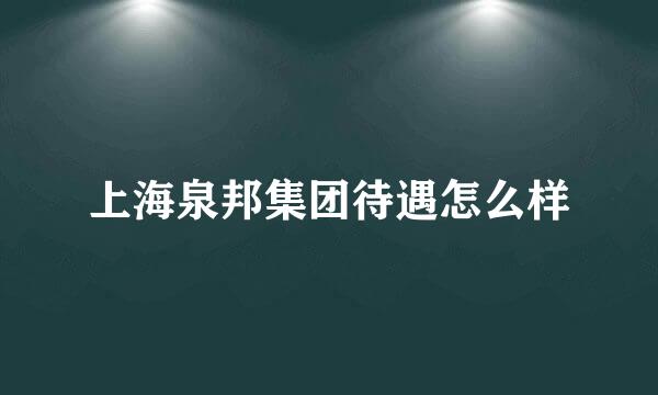 上海泉邦集团待遇怎么样