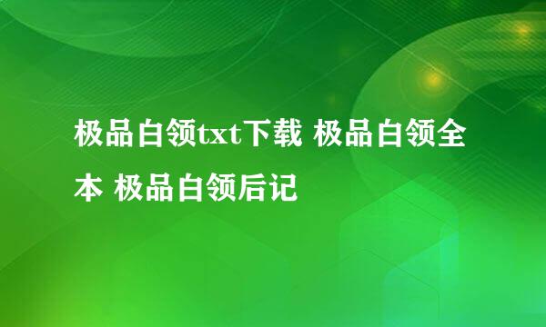 极品白领txt下载 极品白领全本 极品白领后记