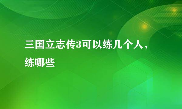 三国立志传3可以练几个人，练哪些