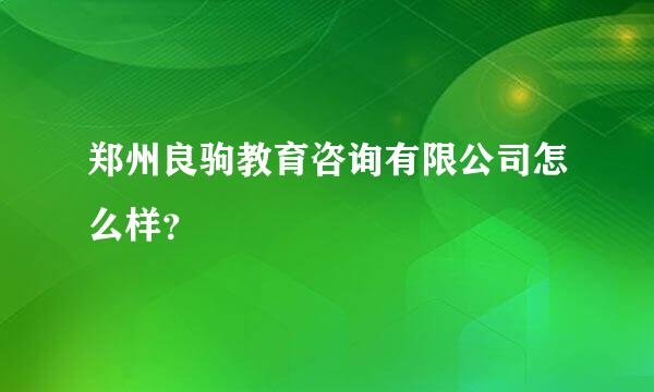 郑州良驹教育咨询有限公司怎么样？