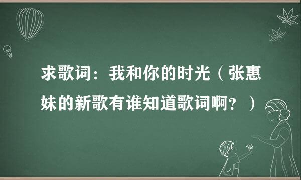 求歌词：我和你的时光（张惠妹的新歌有谁知道歌词啊？）