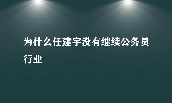 为什么任建宇没有继续公务员行业