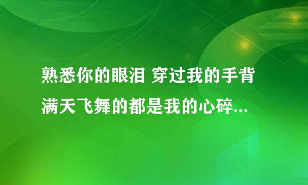 熟悉你的眼泪 穿过我的手背 满天飞舞的都是我的心碎 谁知道一句是什么哪首歌