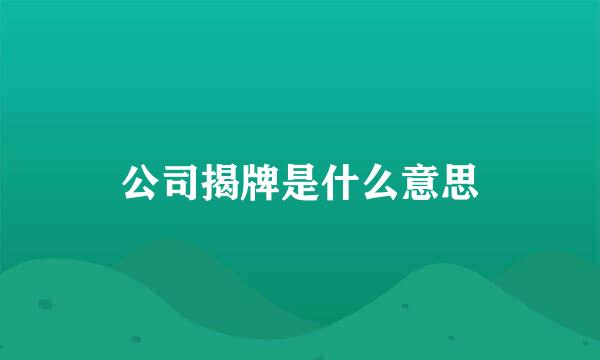 公司揭牌是什么意思